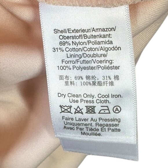 DKNY Blush Pink Lace Ruffle Dress Belted Short Sleeve Size 12 Cocktail Wedding - Picture 8 of 8